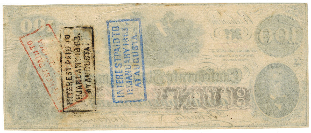 1862 T-41 $100 CSA Collectible Note ☆☆ Nov./1862 ☆☆ Augusta, Georgia(1863)