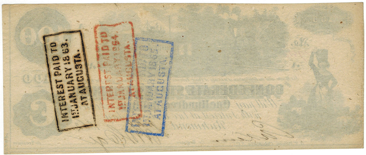 1862 T-40 $100 CSA Collectible Note ☆☆ July/1862 ☆☆ Augusta, Georgia(1863)