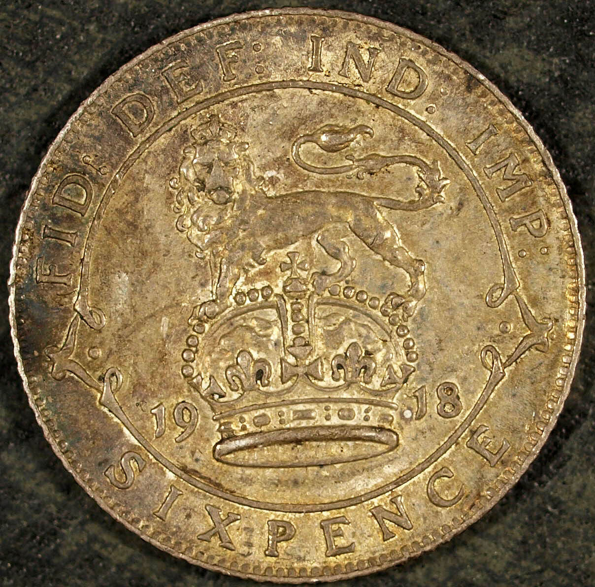 1918 Great Britain Six Pence ☆☆ Almost UnCirculated Toned ☆☆ Great for Sets 157