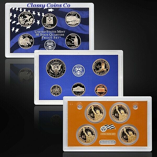 2008 S US Clad Proof Set ☆☆ 14 Coins ☆☆ Presidential Dollars ☆☆ OGP & COA