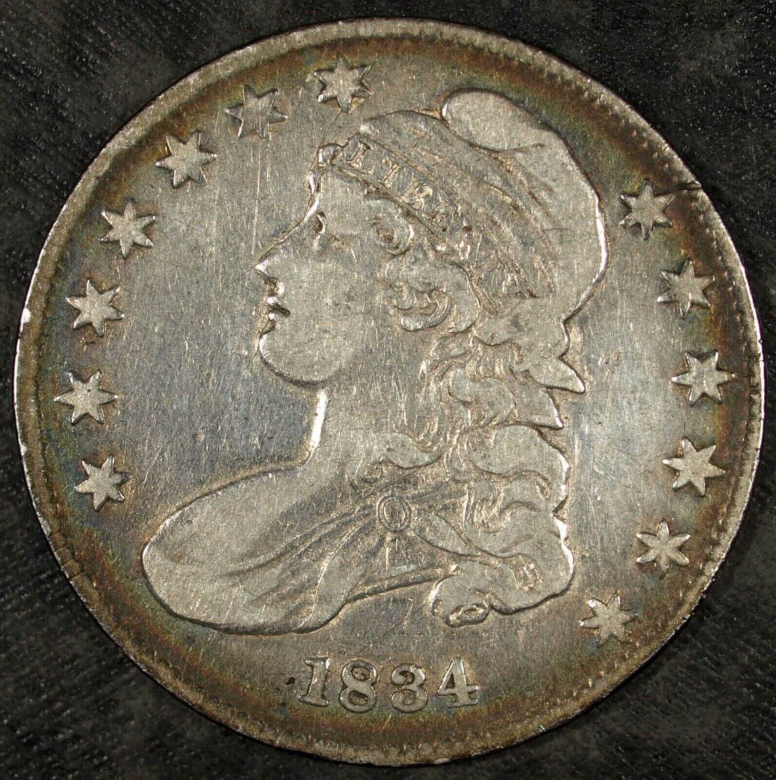 1834 Sm. Date/Lg. Letters Capped Bust Silver Half Dollar Circulated