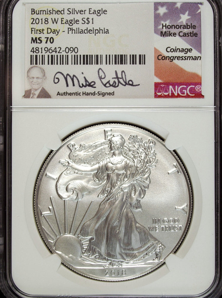 "Close-up of a highly detailed US Mint Proof American Silver Eagle, showcasing its unmatched brilliance."