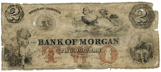 1857 $2 Morgan, Georgia, Bank of Morgan Obsolete Note ☆☆