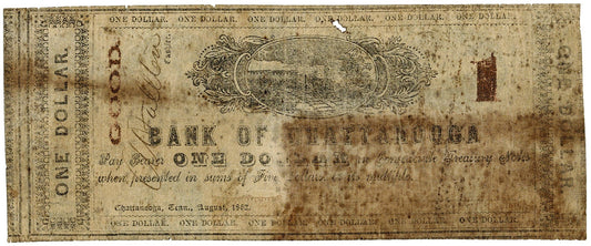 1862 $1 Chattanooga, Tenn. Bank of Chattanooga Obsolete Note ☆☆