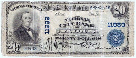 1902 $20 National Banknote NB of St. Louis, Missouri ☆☆ Ch.# 11989 ☆☆ 254