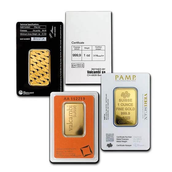 1 Ounce Carded .999 Fine Gold Bar ☆☆ Various Brands/Carded/Uncarded