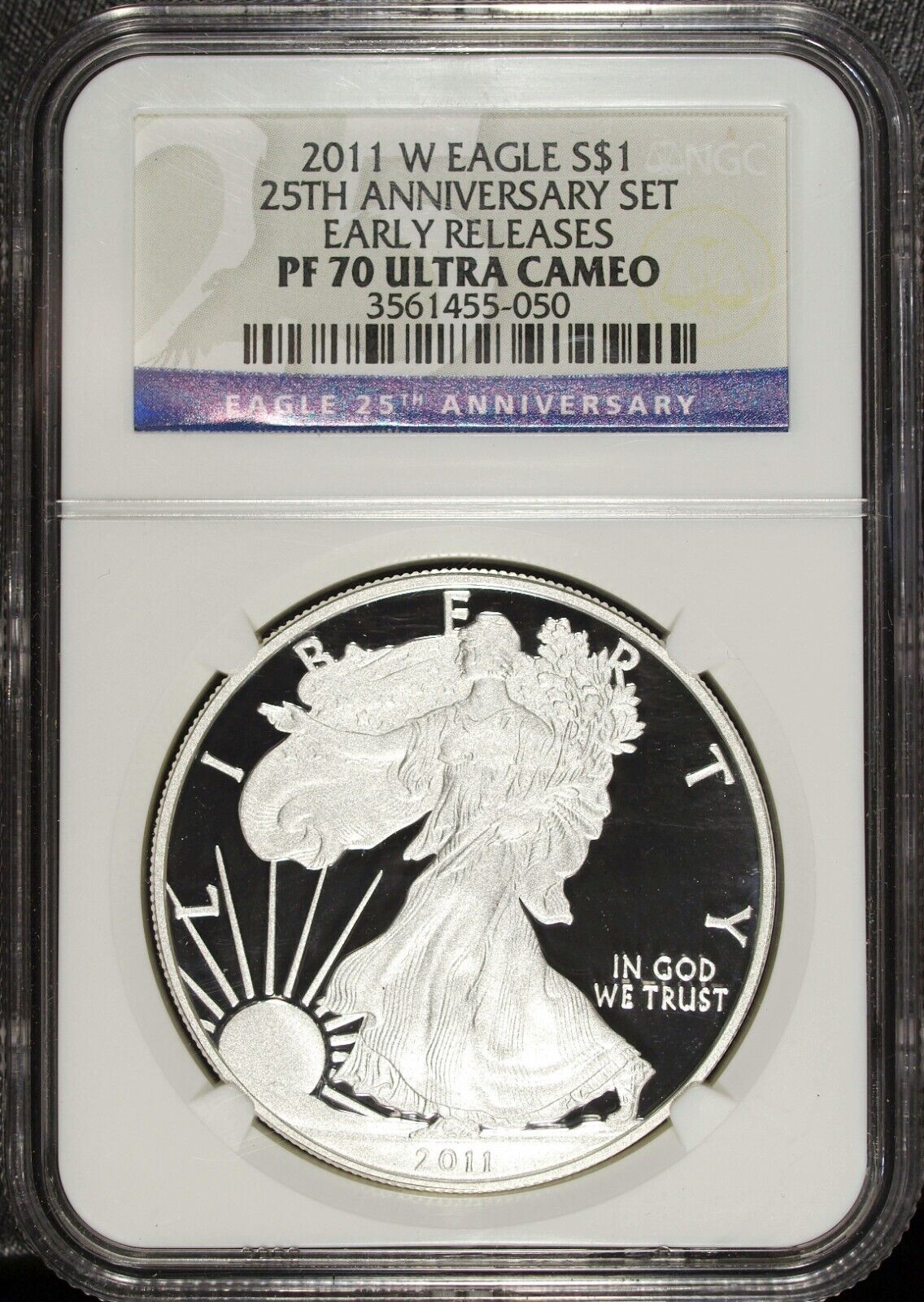 2011 W NGC PF 70 Proof American Silver Eagle ☆☆ 25th Anniv., Early Release 050