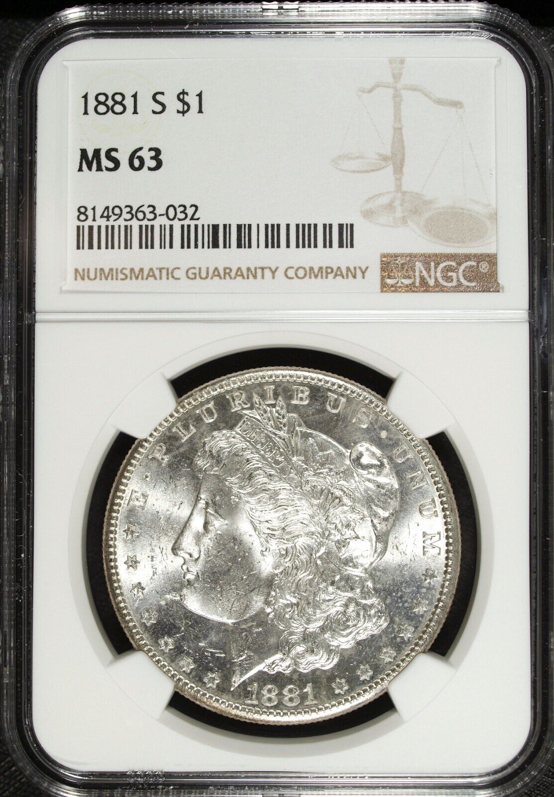 1881 S NGC MS 63 Morgan Silver Dollar ☆☆ Great Collectible 032
