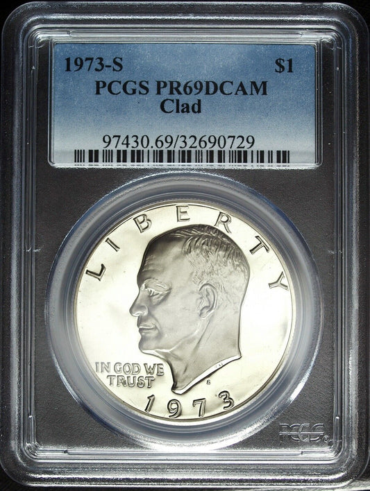 1973 S PCGS PR69CAM Proof Clad Eisenhower Dollar ☆☆ Great Collectible 729