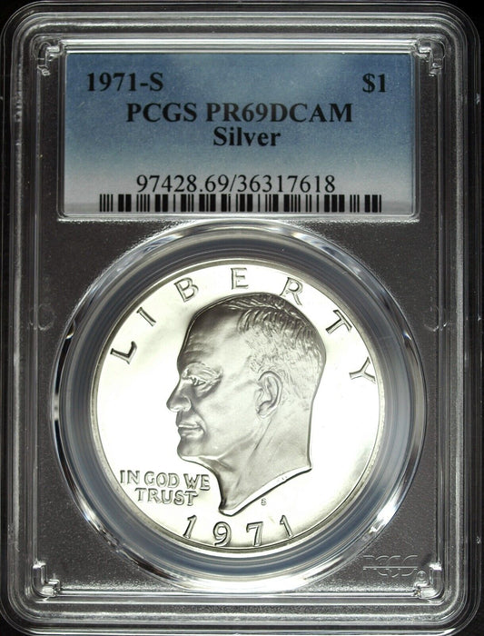 1971 S PCGS PR69CAM Proof Silver Eisenhower Dollar ☆☆ Great Collectible 618