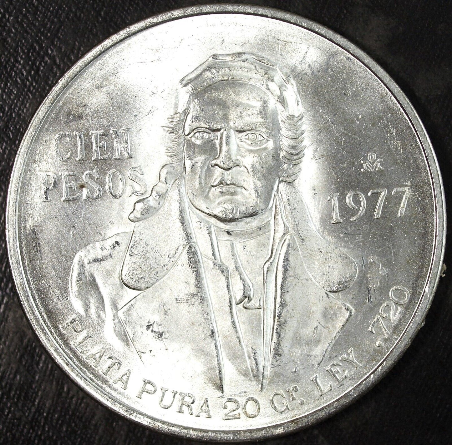 1977 Mexico Morelos 100 Pesos Silver Uncirculated ☆☆ Inline 77's ☆☆ 315