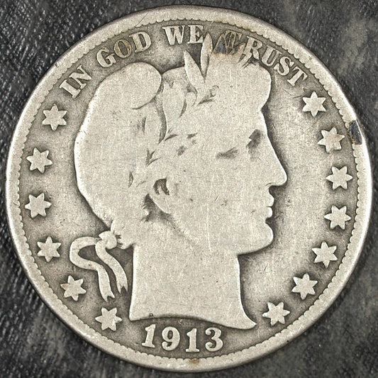 1913 p Barber Silver Half Dollar ☆☆ Circulated ☆☆ Great For Sets 322