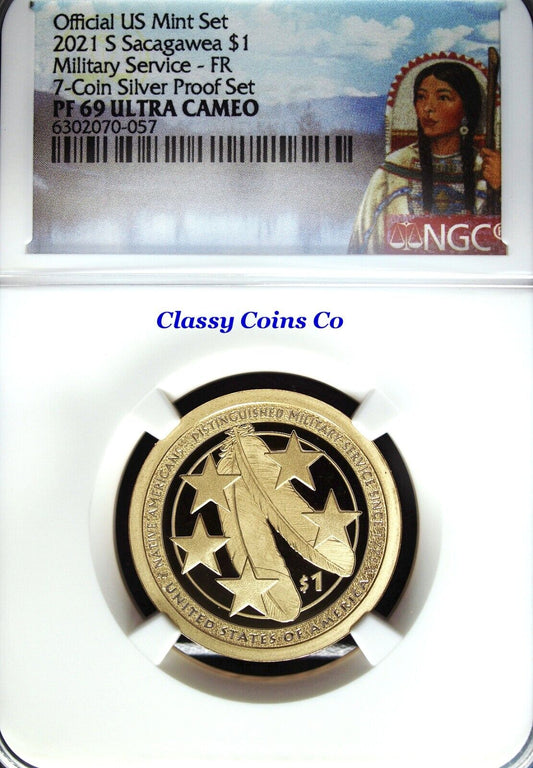 2021 S NGC Proof 69 UCAM Native American Military Service Dollar ☆ First Release