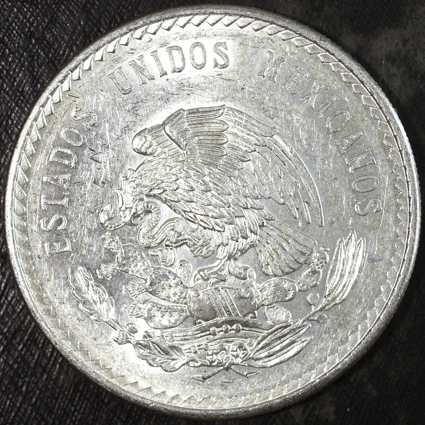 1948 Mexico Cinco 5 Pesos Silver Aztec Cuauhtemoc Uncirculated ☆☆ 310