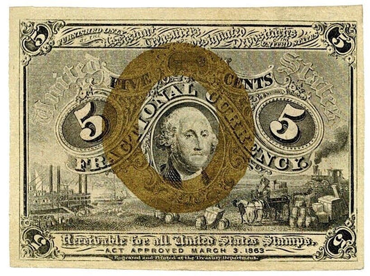 1863 2nd Issue 5 Cent Fractional Currency Note ☆☆ Fr. 1232 ☆☆ Great Collectible