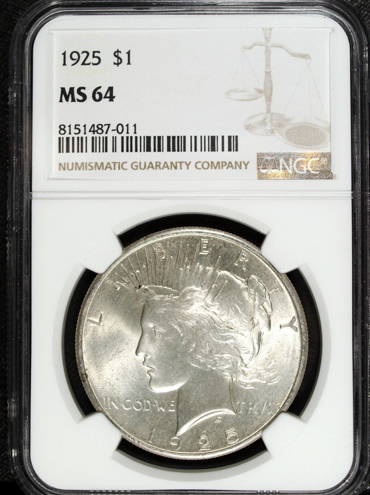 1925 P NGC MS 64 Peace Silver Dollar ☆☆ Great Collectible 011