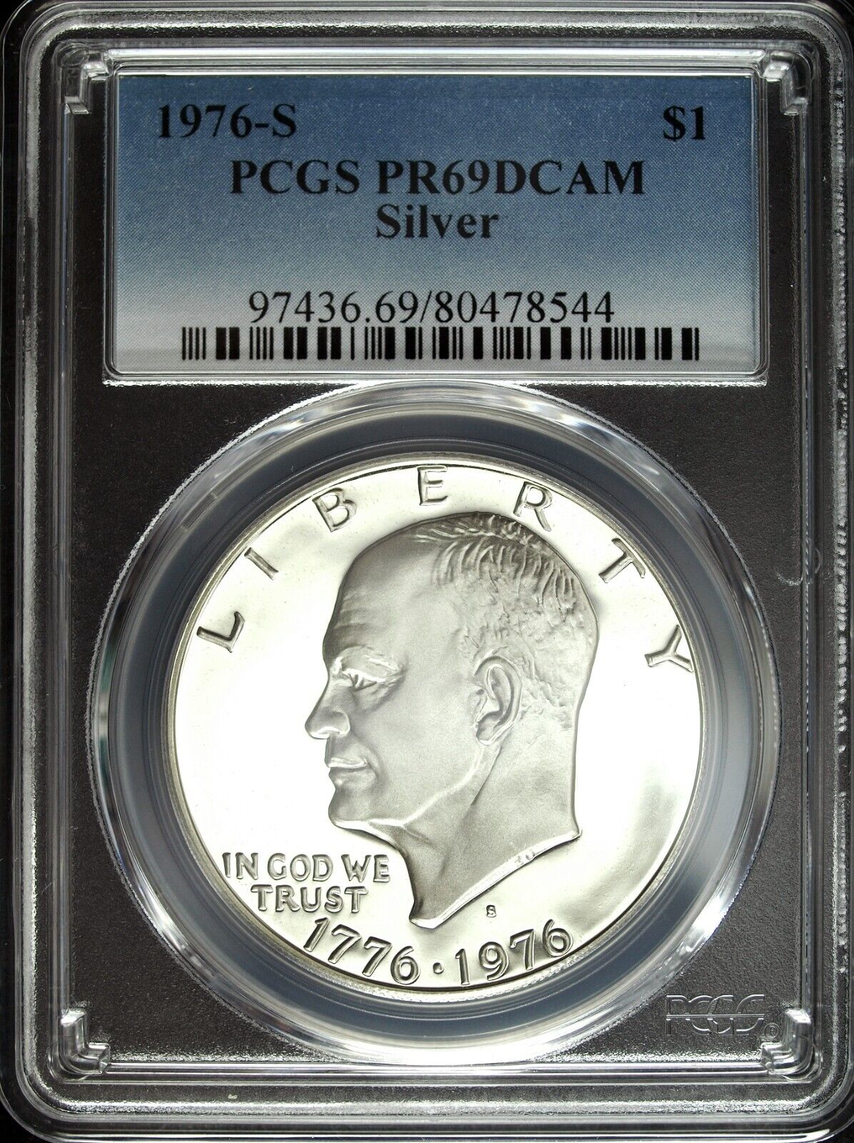 1976 S PCGS PR69DCAM Proof Silver Eisenhower Dollar ☆☆ Great Collectible 544