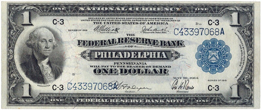 1918 $1 Green Eagle Federal Reserve Bank Philadelphia, Penn. ☆☆ FR 727