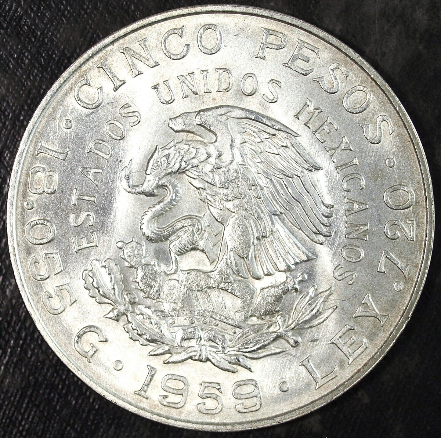 1959 Mexico Ana De Carranza Cinco 5 Pesos Silver  Uncirculated ☆☆ 312