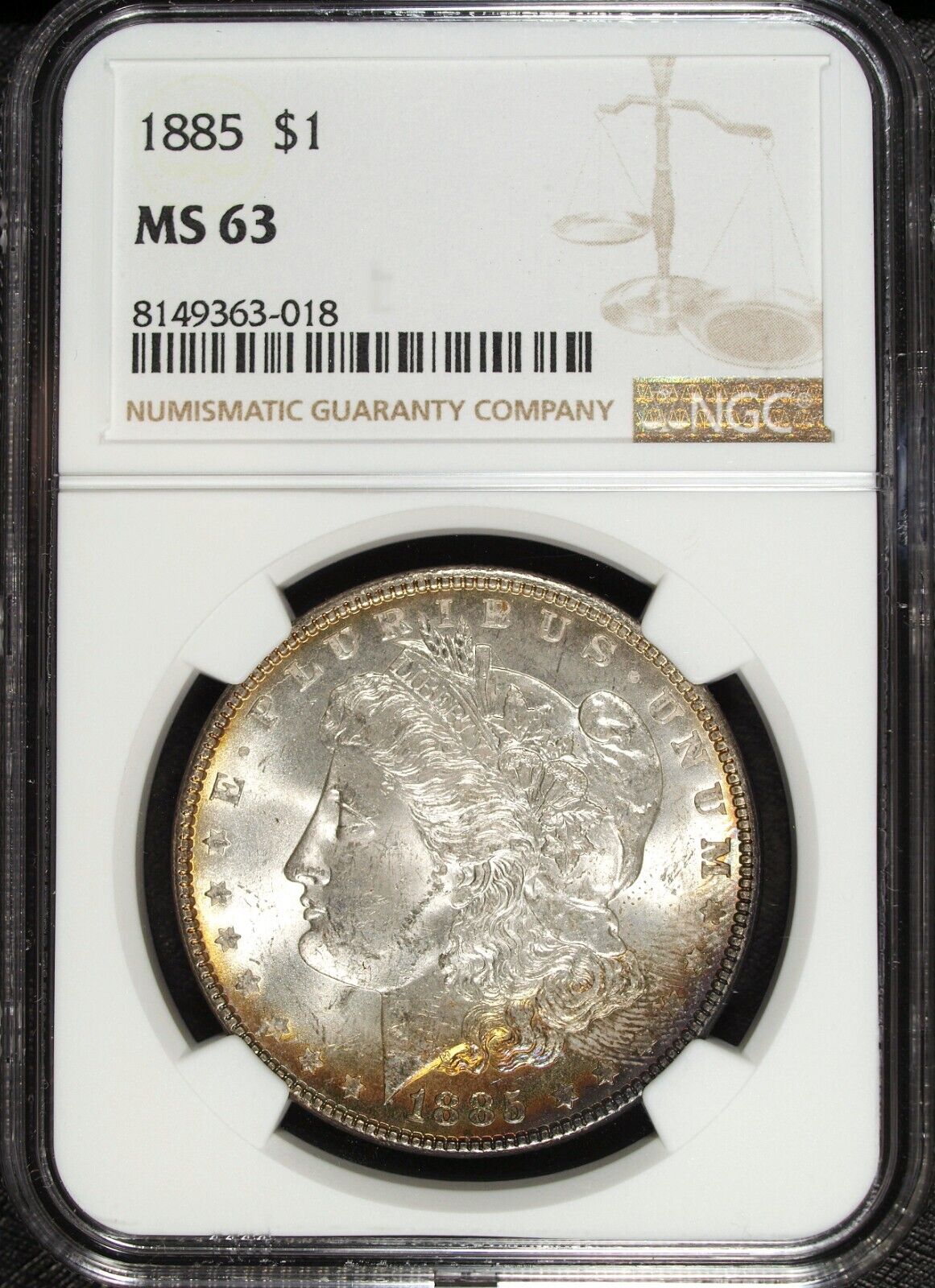 1885 P NGC MS 63 Morgan Silver Dollar ☆☆ Great Rim Toning ☆☆ 018