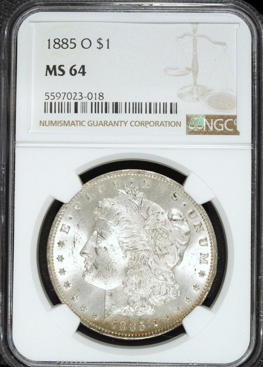 1885 O NGC MS 64 Morgan Silver Dollar ☆☆ Great Reverse Toning ☆☆ 018