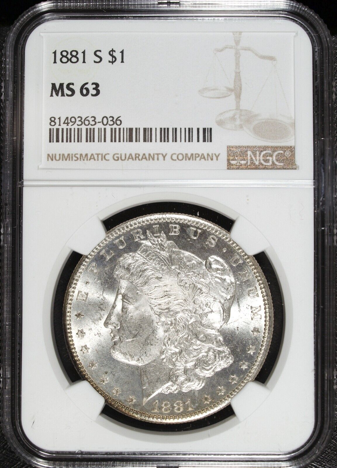 1881 S NGC MS 63 Morgan Silver Dollar ☆☆ UnCirculated ☆☆ Toned 036