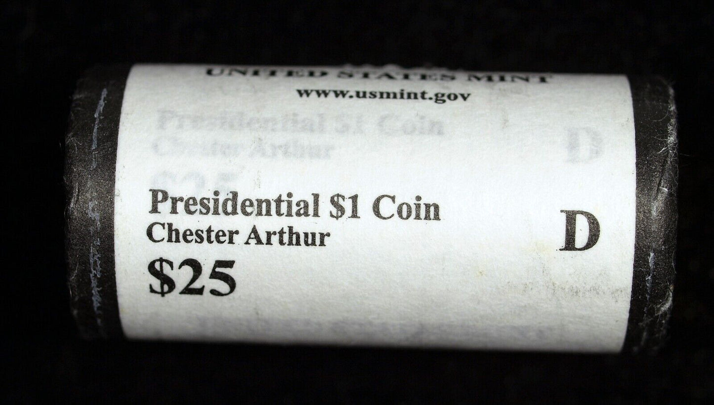 2012 D Chester Arthur Presidential $25 US Mint Dollar Roll ☆ Unopened 407