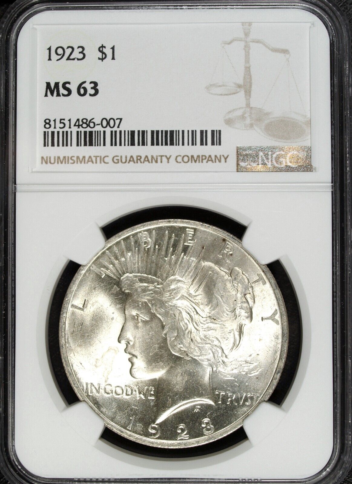 1923 P NGC MS 63 Peace Silver Dollar ☆☆ Great Collectible 007
