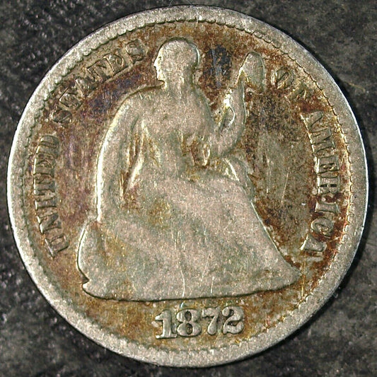 1872 P Seated Liberty Silver Half Dime ☆☆ Circulated ☆☆ Great For Sets 203