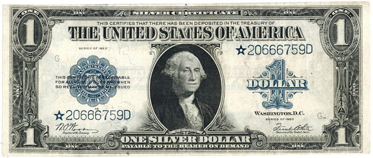 1923 Star $1 Silver Certificate ☆☆ Fr. 238 ☆☆ Woods/White 759