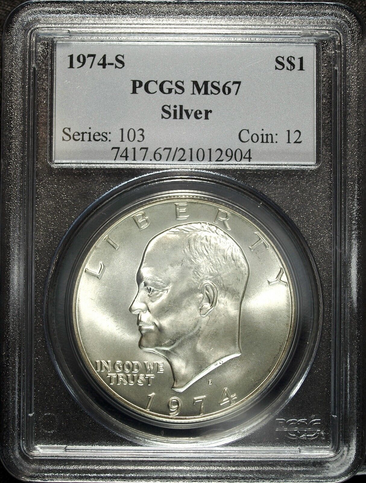 1974 S PCGS MS 67 Silver Uncirculated Eisenhower Dollar ☆☆ Great Collectible 904