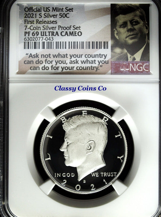 2021 S NGC PF 69 UCAM .999 Silver Proof Kennedy Half Dollar ☆☆ First Release ☆☆