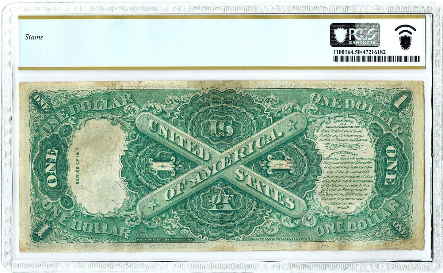 1917 PCGS AU 50 $1 Legal Tender Note ☆☆ Fr.36 ☆☆ Teehee/Burke 244