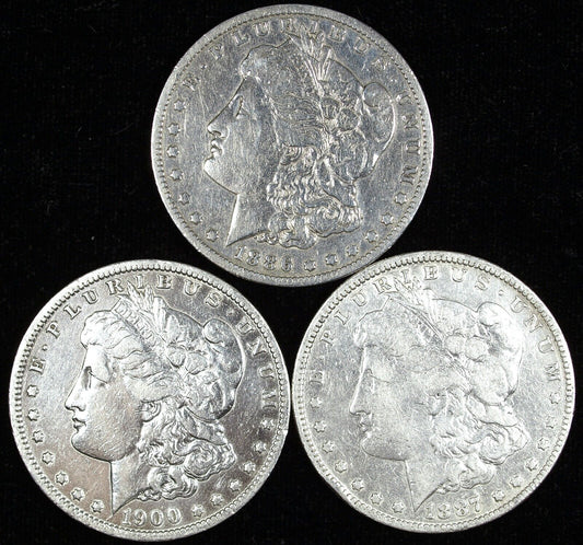 Lot of 3 1900O,86O,97O Morgan Silver Dollars ☆☆ Circulated ☆☆ Great For Sets 189