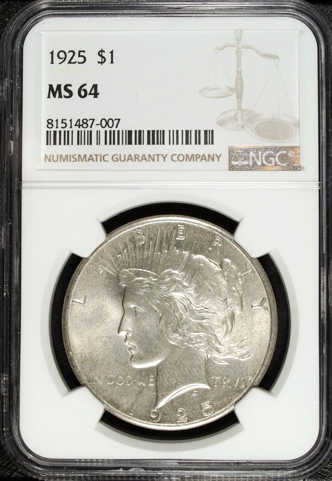 1925 P NGC MS 64 Peace Silver Dollar ☆☆ Great Collectible 007