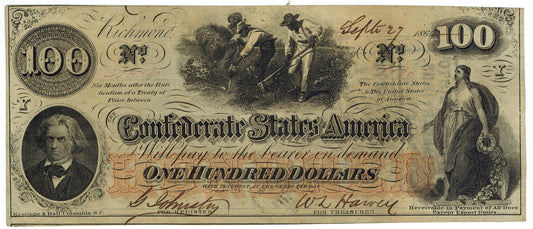 1862 T-41 $100 Confederate Bank Note ☆☆ Sept/1862 ☆☆ Knoxville, Tenn.(1863)