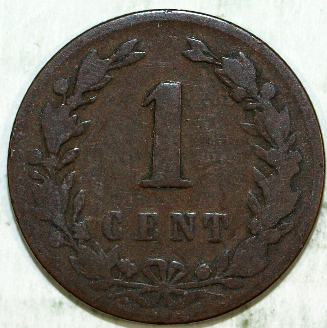 1878 Netherlands 1 Cent ☆☆ Circulated ☆☆ Great Collectible 210