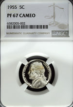 1955 NGC PF 67 Cameo Jefferson Nickel ☆☆ Great For Sets ☆☆ 002
