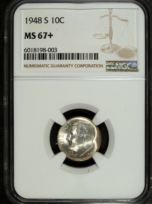 1948 S NGC MS 67 Plus Roosevelt Silver Dime ☆☆ Great For Sets ☆☆ 003