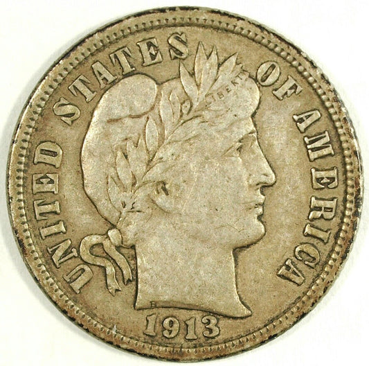 1913 P Barber Silver Dime ☆☆ Circulated ☆☆ Great Set Filler 160