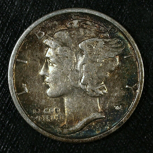 1945 S Mercury Silver Dime ☆☆ Nice Circulated ☆☆ Old Album Toning