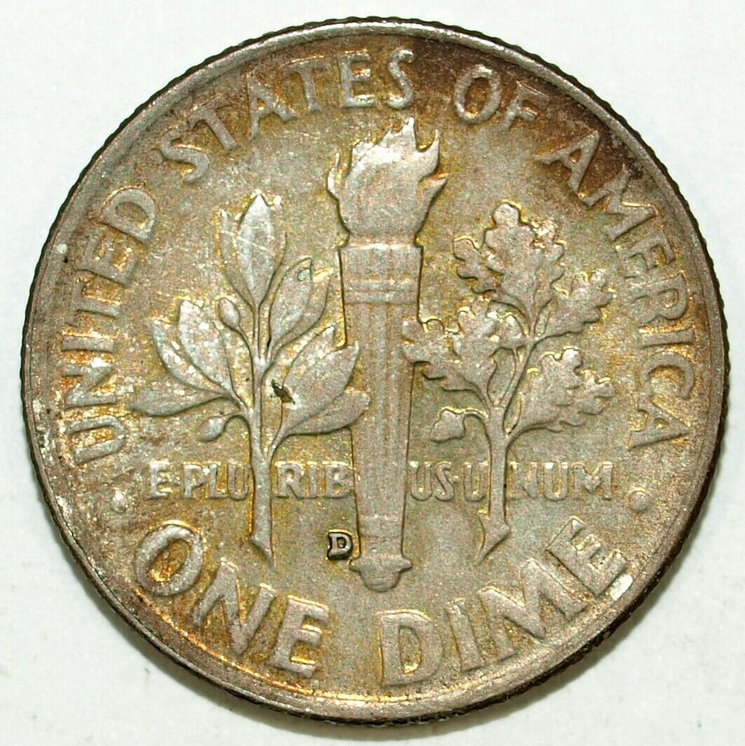 1954 D Golden Toned Roosevelt Silver Dime ☆☆ Great For Sets ☆☆ 562