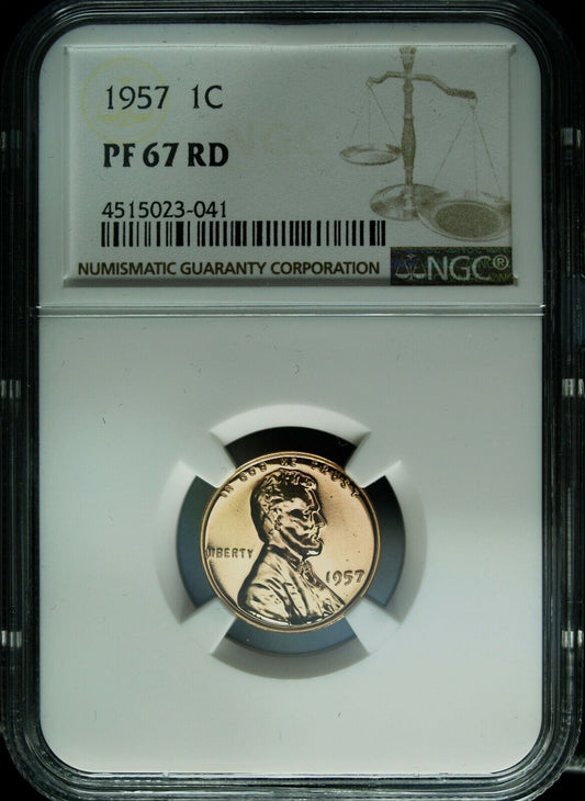 1957 NGC PF 67 Red Lincoln Cent ☆☆ Flashy Red Mirrors ☆☆ 041