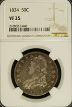 1834 NGC VF 35 O-102 Capped Bust Silver Half Dollar ☆☆ Large Date Sm. Letters