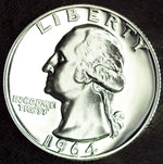 1964 Proof Washington Silver Quarter ☆☆Great For Sets ☆☆Fresh From Proof Set 222