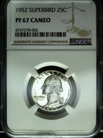 1952 NGC Proof 67 Cameo "Superbird" Washington Silver Quarter ☆☆ Pop.1/12 ☆☆ 002