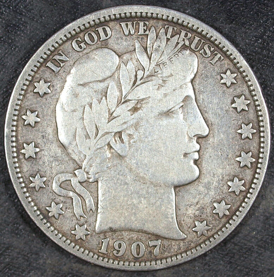 1907 P Barber Silver Half Dollar ☆☆ Circulated ☆☆ 405