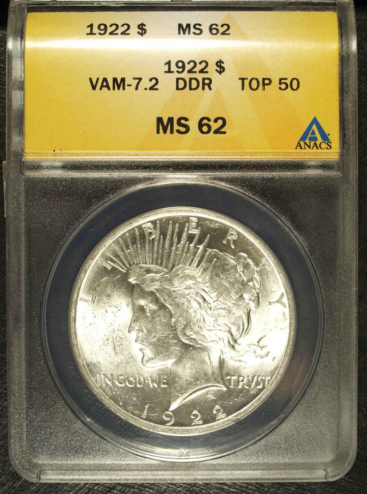 1922 P ANAC's MS 62 Peace Silver Dollar ☆☆ Top 50 VAM 7.2 ☆☆ DDR 285