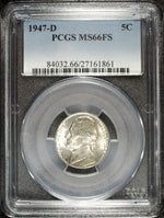1947 D PCGS MS 66 Full Steps Silver Jefferson Nickel ☆☆ Great For Sets 861
