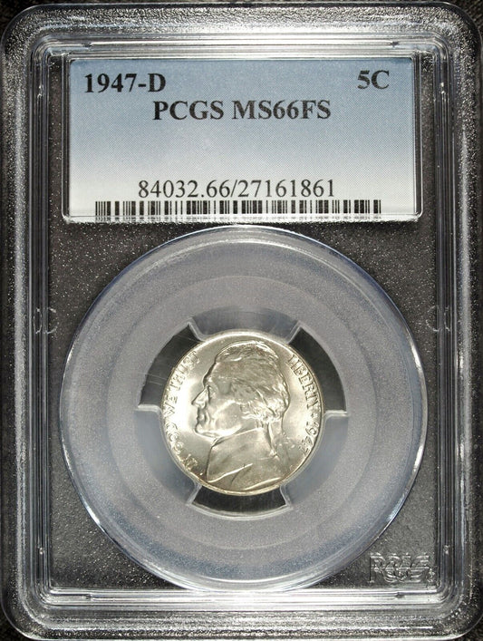 1947 D PCGS MS 66 Full Steps Jefferson Nickel ☆☆ Great For Sets 861